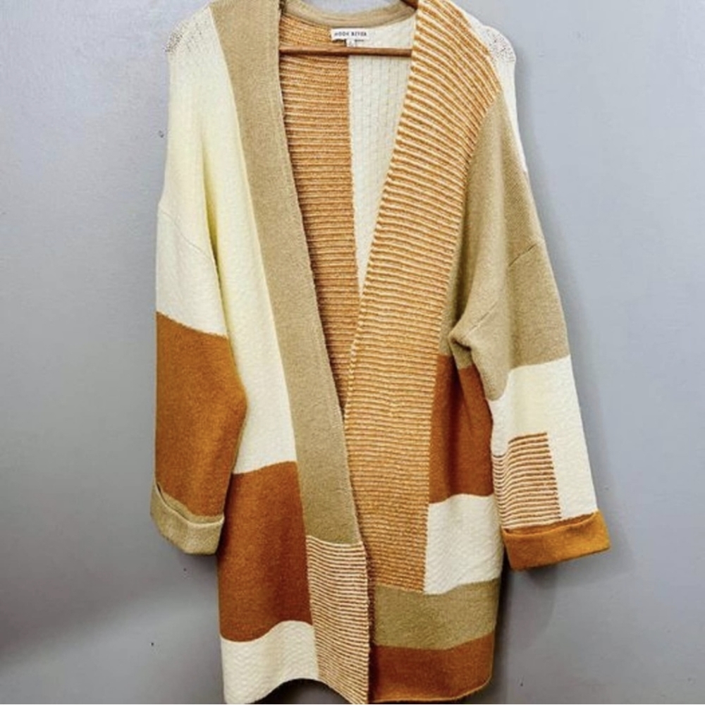 Color Block Cardigan By Moon River Womens Small Runs Larger